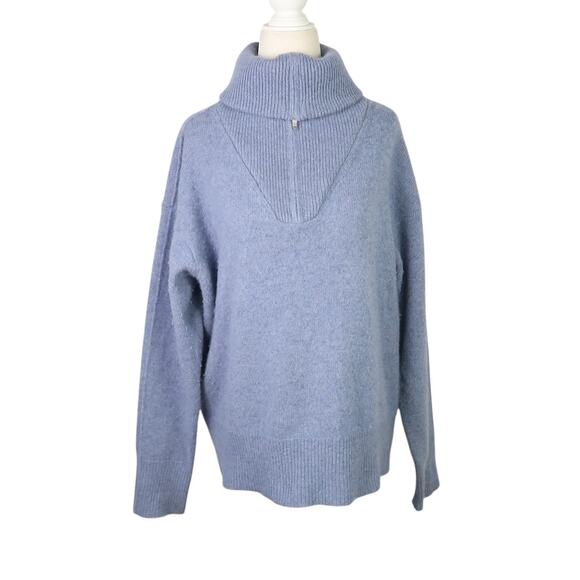Joie Blue 100% Cashmere Knit 1/4 Zip Turtleneck Sweater M - Picture 1 of 5